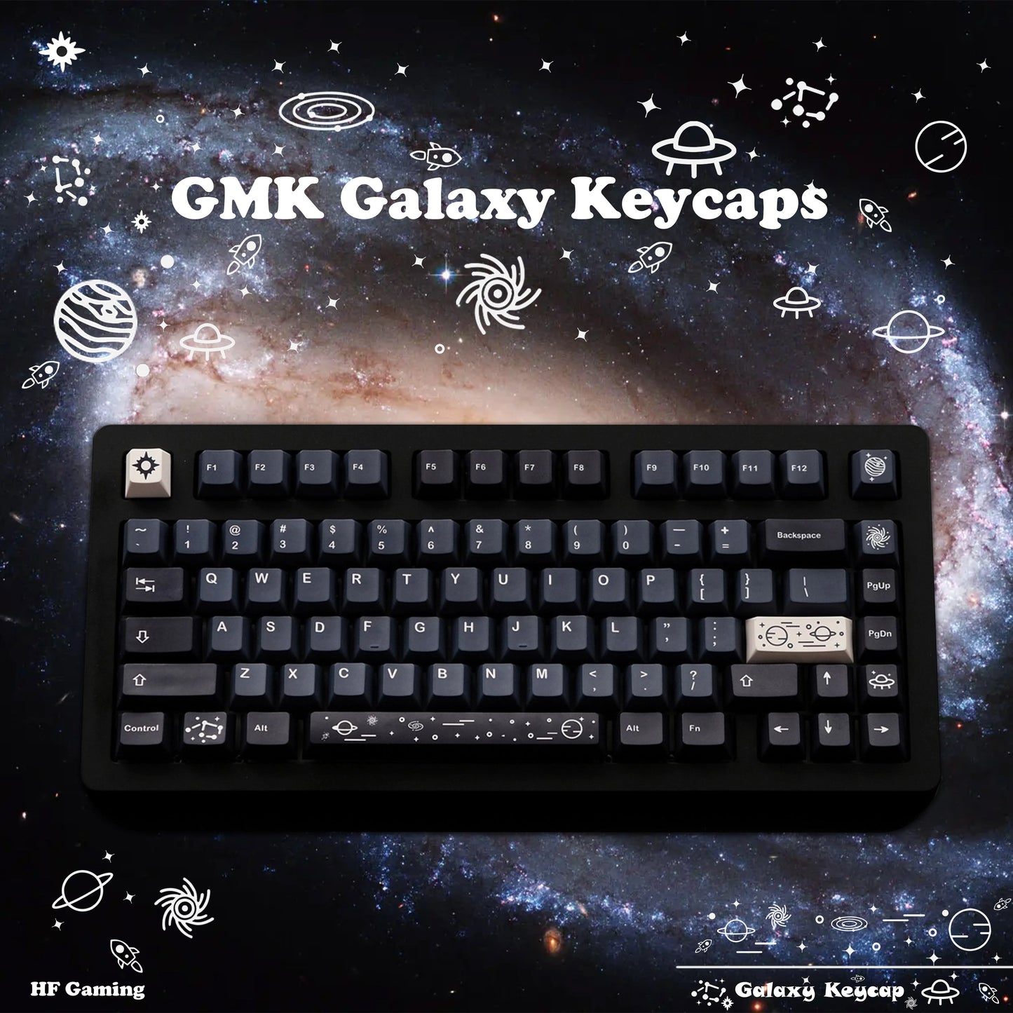 GMK Galaxy Keycaps, 134 Keys PBT Keycaps Cherry Profile DYE-SUB Personalized GMK Keycaps For Mechanical Keyboard