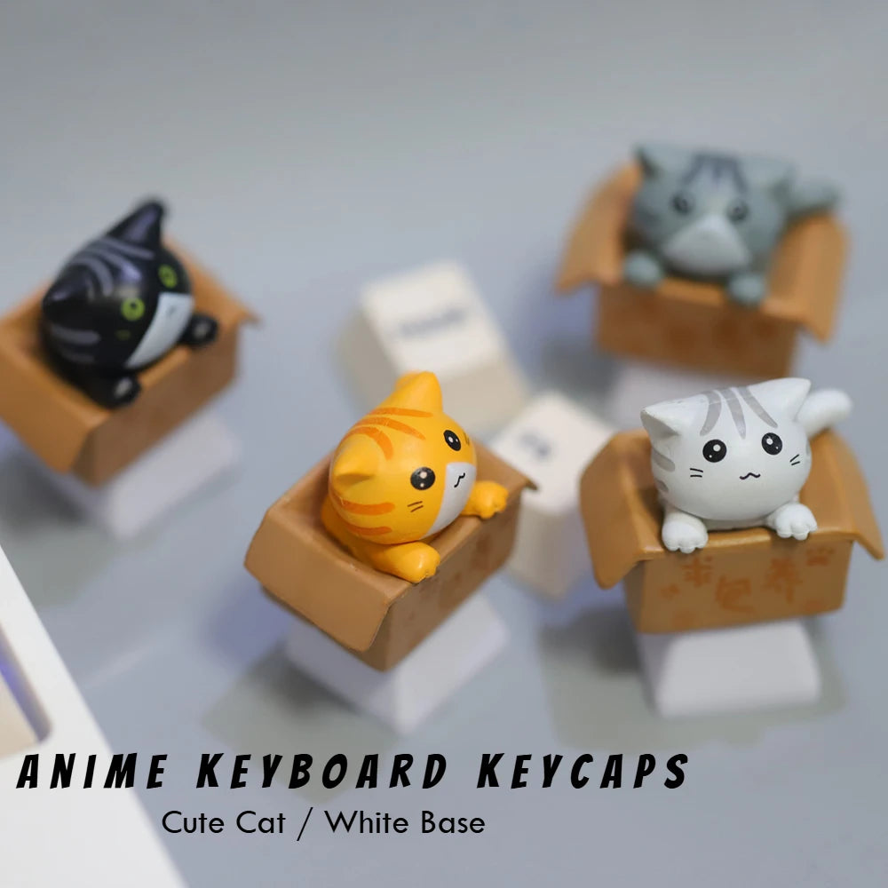 1pc Customize Your Keyboard with Cute Cat Keycaps - PBT Axis Cherry MX Artisan Anime Pink Kawaii ECS Replacement Key Cap