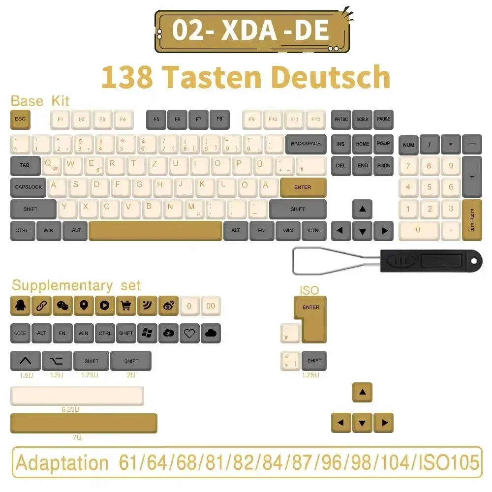 AZERTY Mechanical Keyboard Keycaps Matcha QWERTZ Keycap XDA Profile ISO PBT Keycaps Spanish French German Nordic Keycap