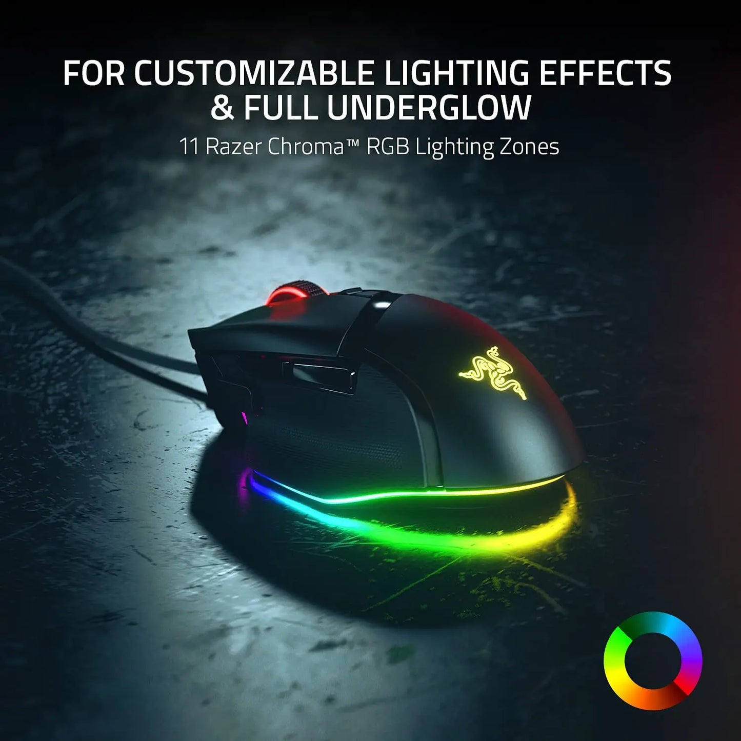 Razer Basilisk V3 Customizable Ergonomic Gaming Mouse Fastest Gaming Mouse Switch - Chroma RGB Lighting - 26K DPI Optical Senso