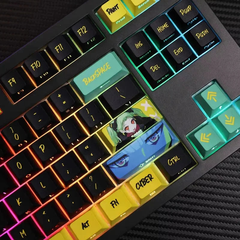 Creative Cyberpunk Theme Mechanical Keyboard Keycap Pbt Material Side Engraved Original Highly Customized Anime Keyboard Keycap