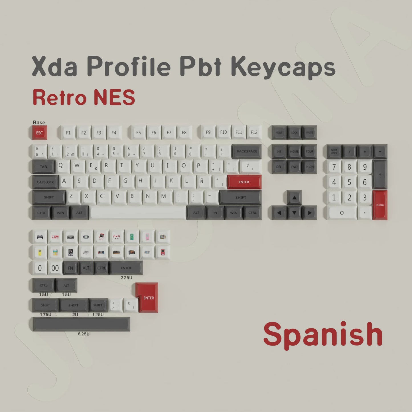 Retro FC Keycaps XDA Profile Korean German Spansih Abnt2 Brazil Keycaps PBT Dye-SubFor Mechanical Keyboard