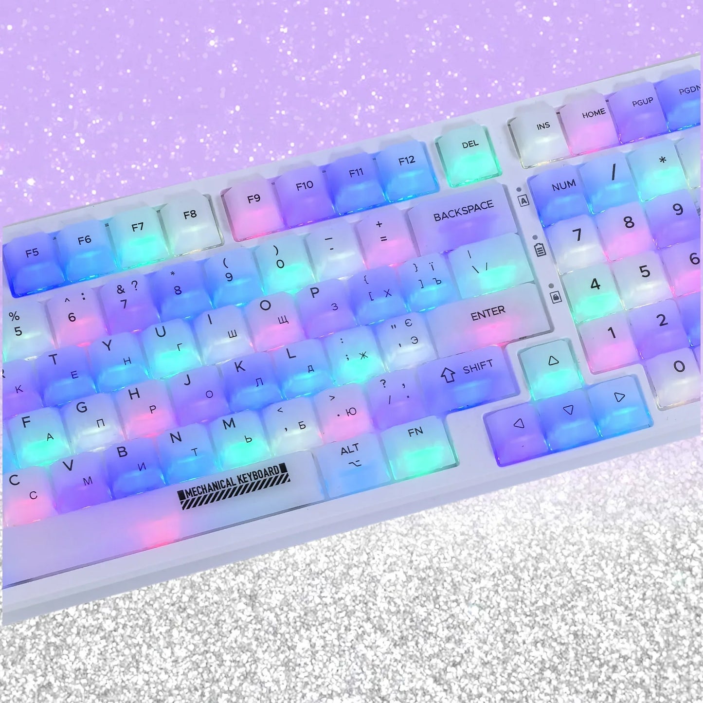 Russian/Korean/English Keycap Milky White Frosted Fog Transparent Matte ABS Cherry Profile Key Cap for Mechanical Keyboard