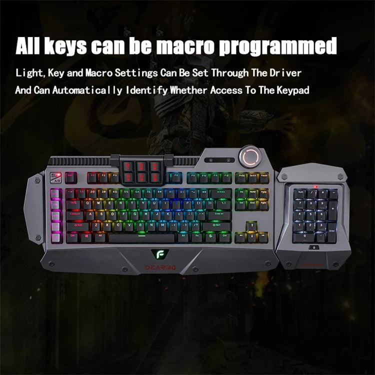 DEARMO F4 tastatur clavier RGB Ergonomic Multimedia Wired Mechanical Keyboard Gaming Keyboard