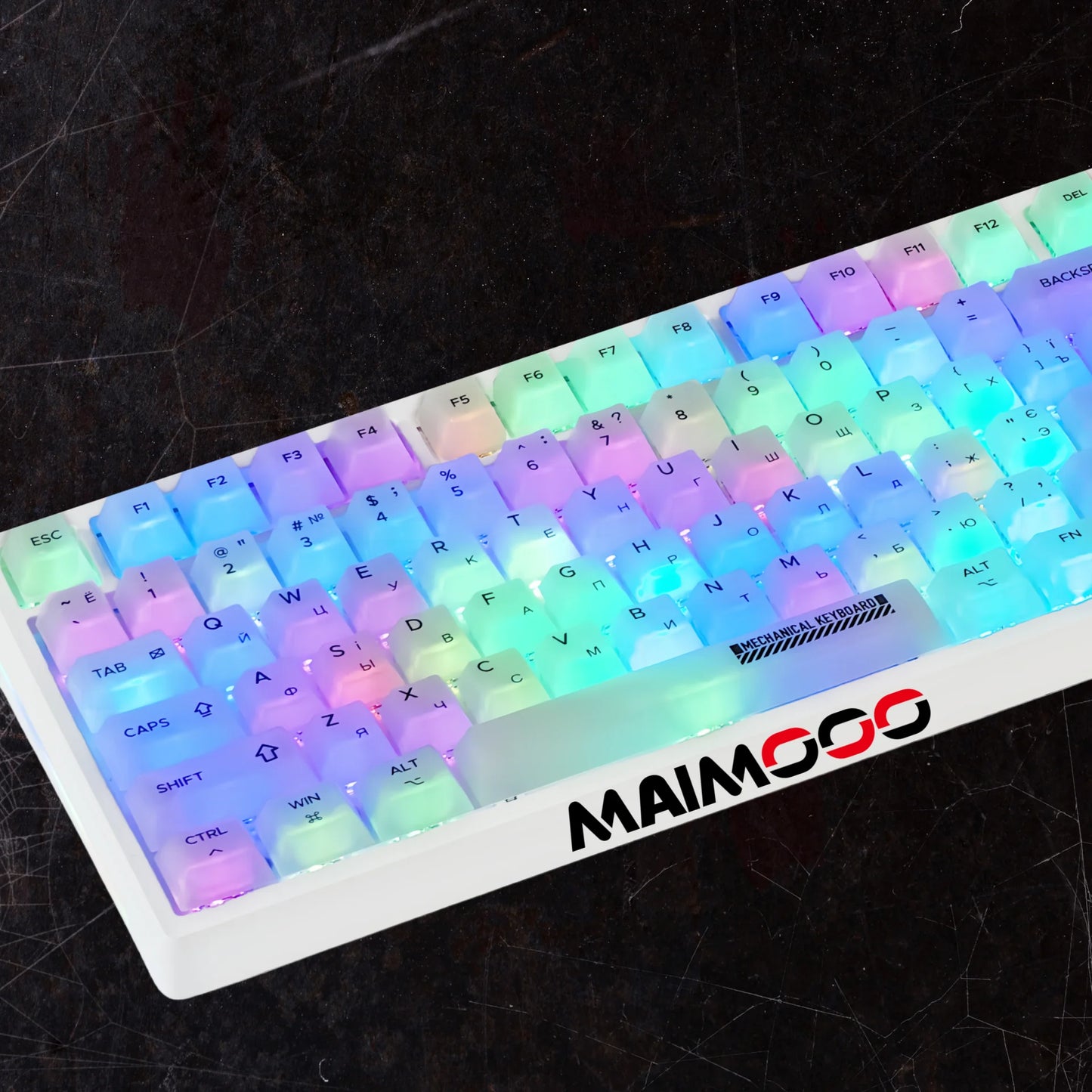 Russian Keycap Cute Translucent Cherry Mda Moa Pbt Pc For Mechanical Keyboard White Green Gray Eva-02 9009 Retro Russian Keycaps