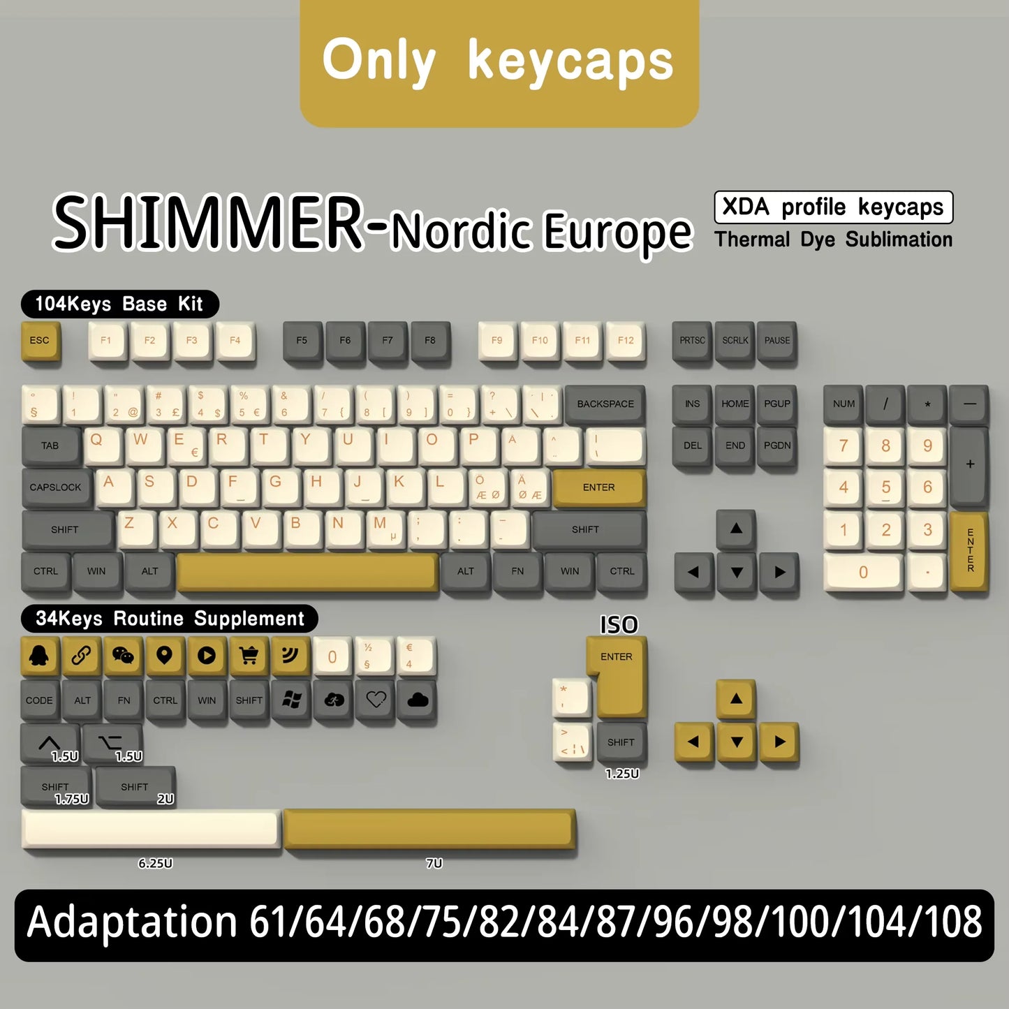 AZERTY Mechanical Keyboard Keycaps Matcha QWERTZ Keycap XDA Profile ISO PBT Keycaps Spanish French German Nordic Keycap