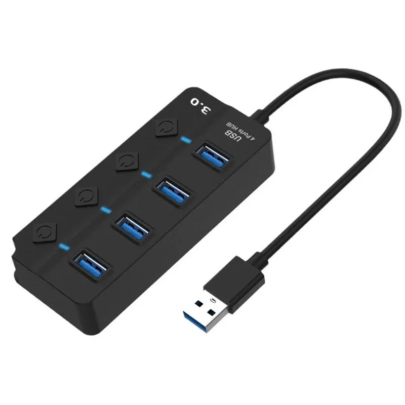 USB3.0 HUB 4in1 7in1USB Splitter 2.0 USB Adapter Multi-Port Independent Power Switch Extender 30CM Cable