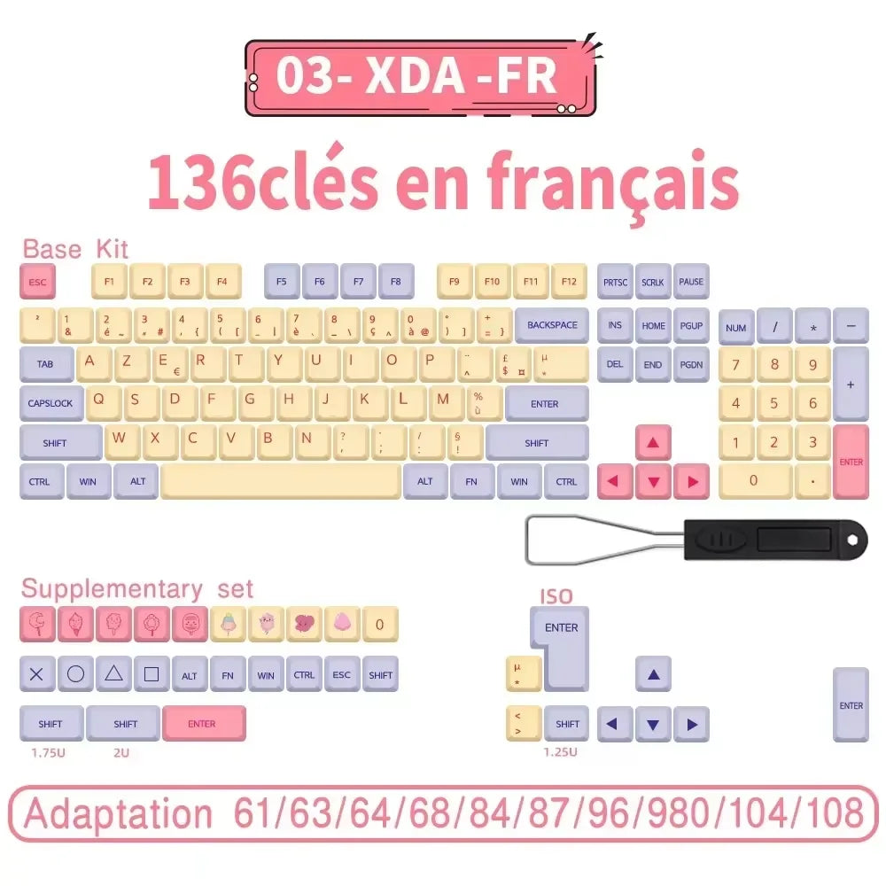 AZERTY Mechanical Keyboard Keycaps Matcha QWERTZ Keycap XDA Profile ISO PBT Keycaps Spanish French German Nordic Keycap