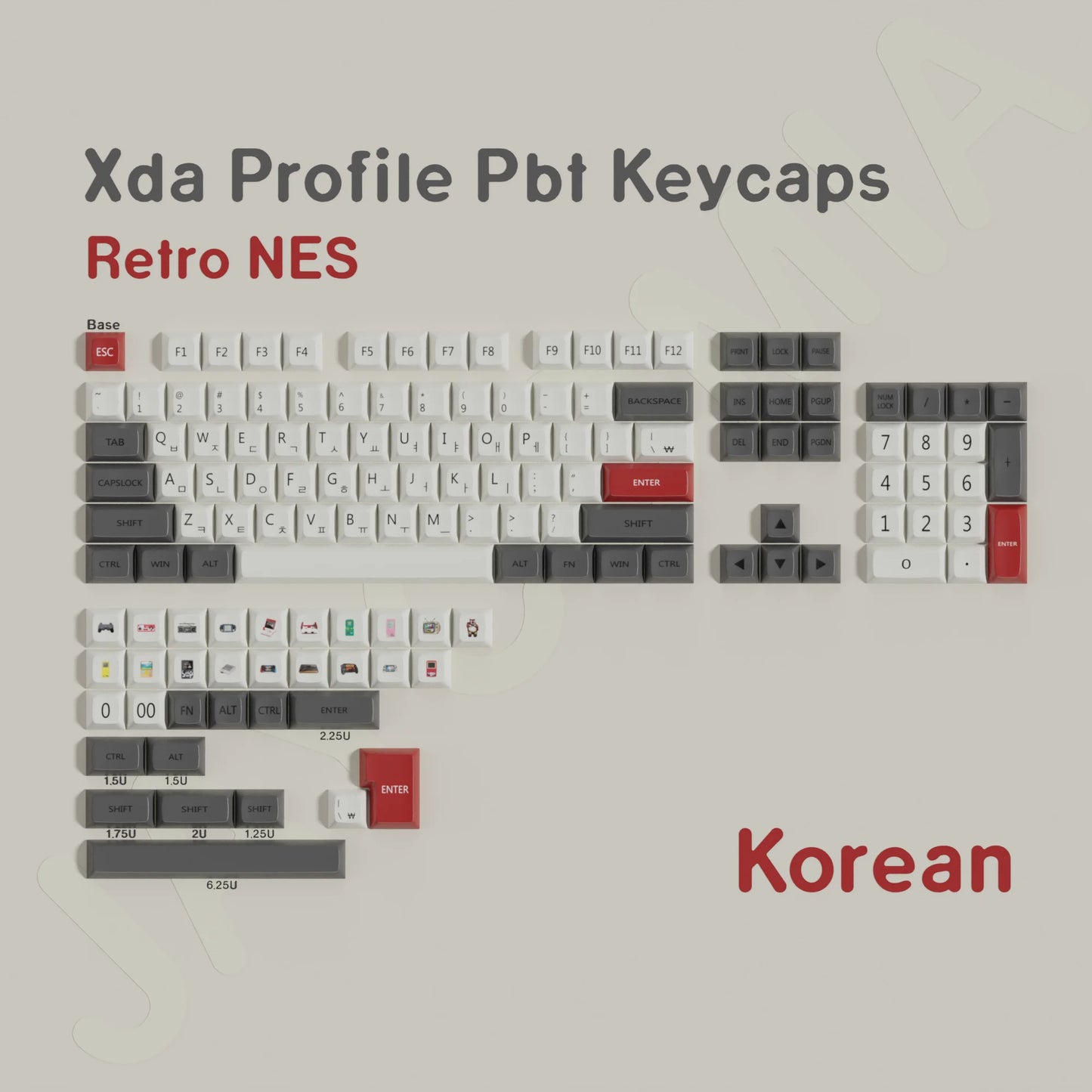 Retro FC Keycaps XDA Profile Korean German Spansih Abnt2 Brazil Keycaps PBT Dye-SubFor Mechanical Keyboard