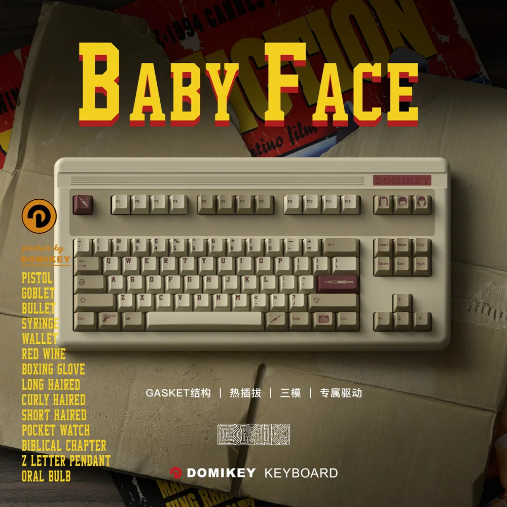 Domikey Babyface Aluminum Mechanical Keyboard Kit Wireless Tri-mode Gasket Hot-Swap Custom Lacquer Retro Office Gaming Keyboard