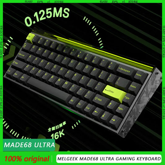 MelGeek MADE68 Ultra Aluminum Magnetic Switch mechanical Gaming Keyboard Customized 0.01RT Dual 8k Rate 0.125ms Latency laptop