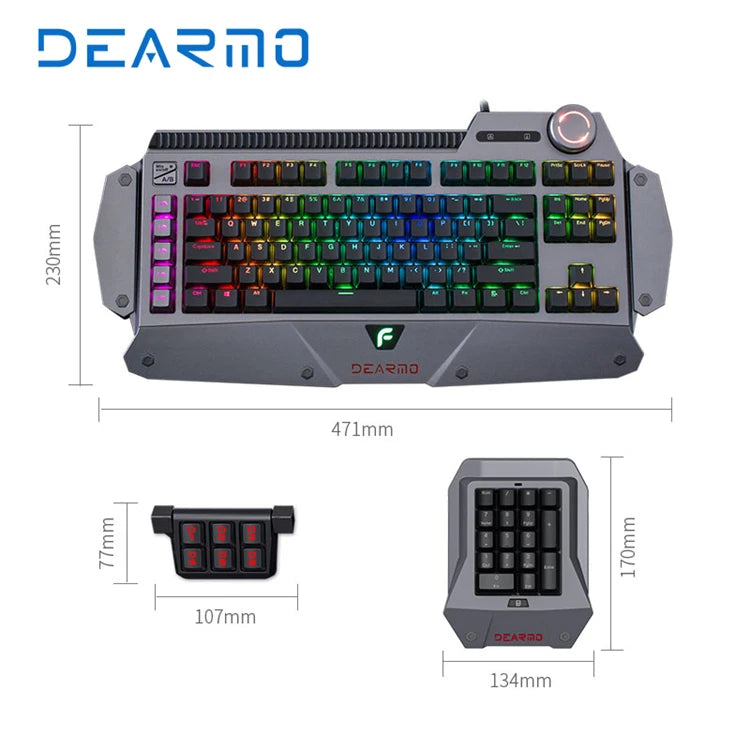 DEARMO F4 tastatur clavier RGB Ergonomic Multimedia Wired Mechanical Keyboard Gaming Keyboard