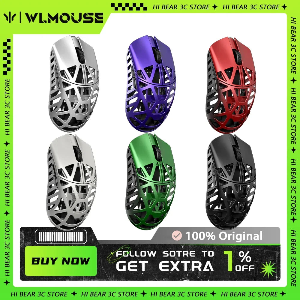 WLmouse Beast X Max Wireless Mouse PAW3950HS Sensor Magnesium Alloy 8K FPS Gaming Mouse Lightweight Gaming Accessories Customize