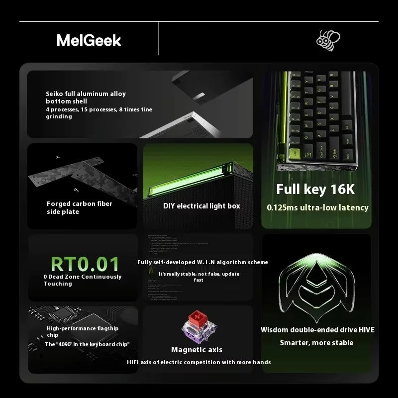 MelGeek MADE68 Ultra mechanical Gaming Keyboard Aluminum Magnetic Switch Customized 0.01RT Dual 8k Rate 0.125ms Latency laptop