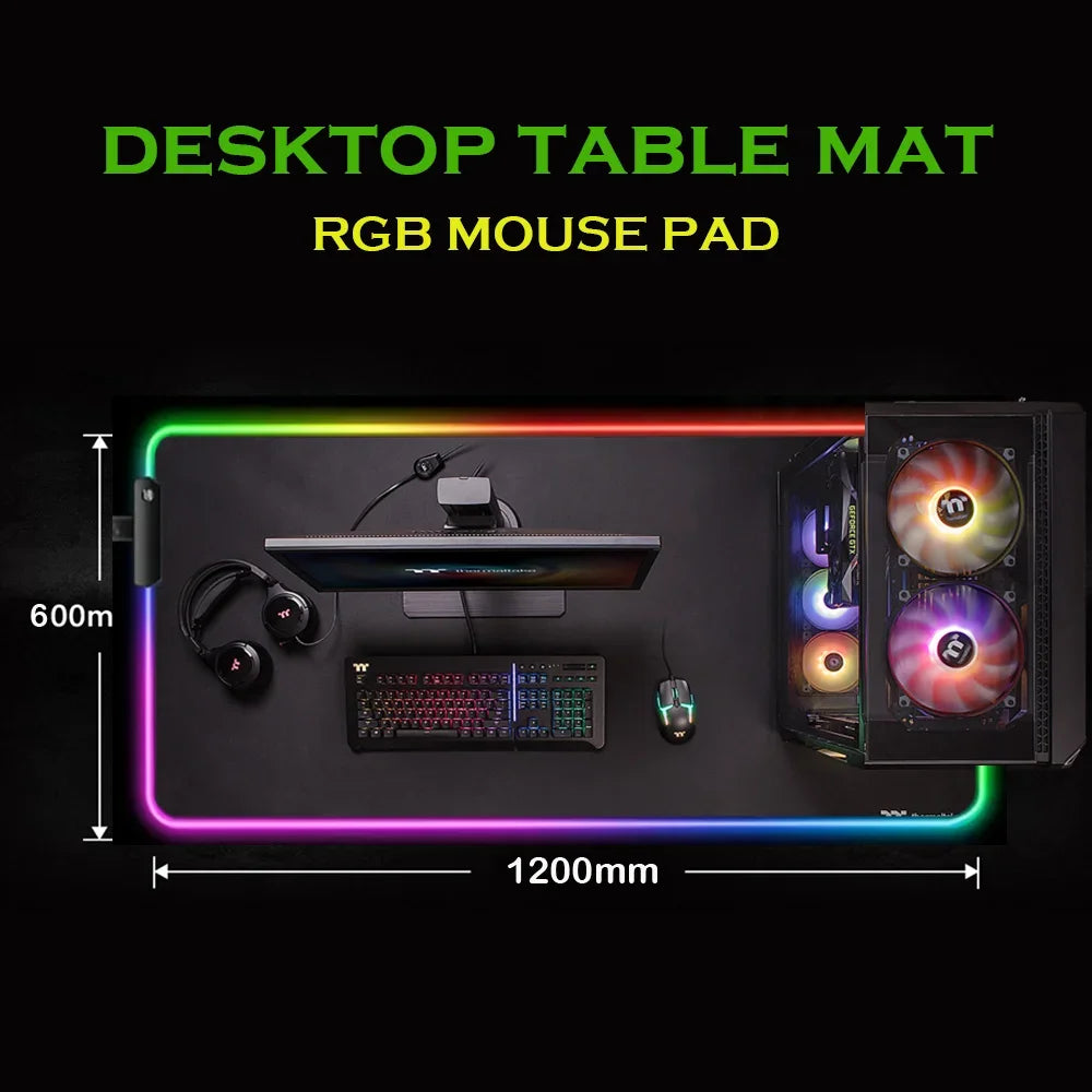 Gamer Mouse Pad Rgb LED Mausepad Speed 900x400 Mouse Mat 800x300 Large Rugs 1000x500mm Gaming Accessories Lighting Rubber Mats