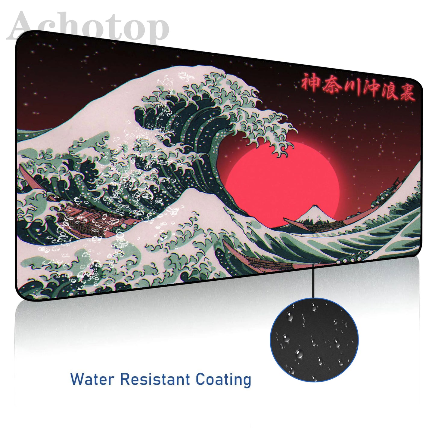 Japanese Sea Wave Waterproof Gamer Mouse Pad Mousepads Locking Edge  Mouse Mat Gaming Mousepad Keyboard Pads Tapis De Souris