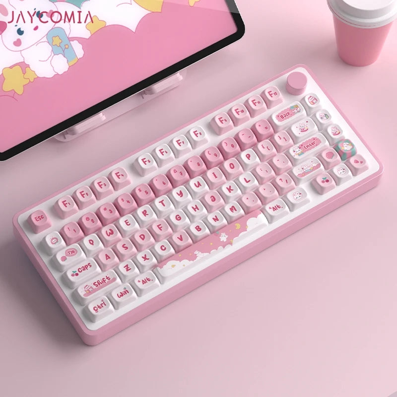 MOA Cute Keycaps PBT Dye Sub Keycap Snack Rabbit For Cherry Mx Switch Mechanical Keyboard Gaming GMK67 Keyboard Kit Key Caps