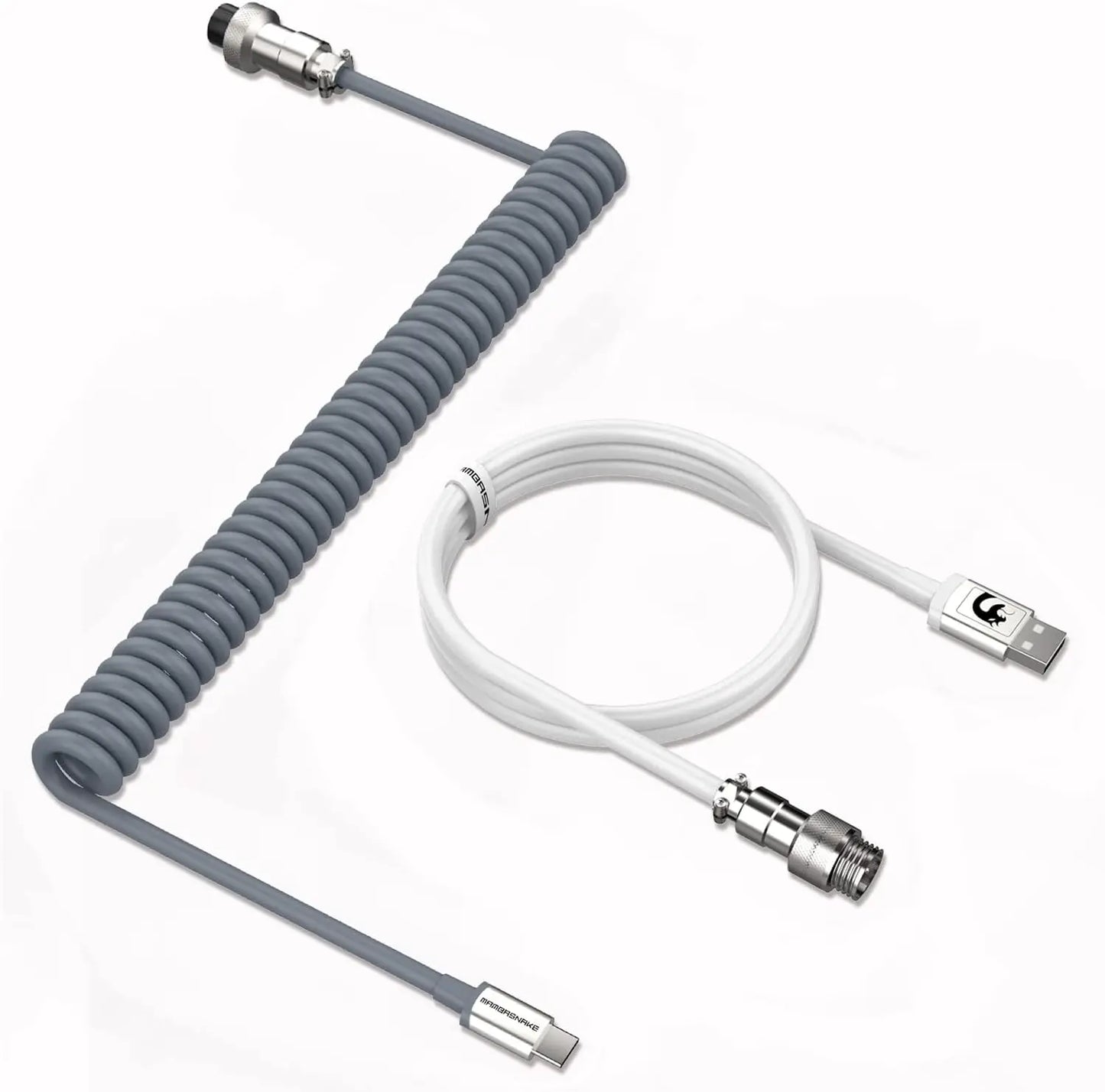 Attack Shark x MAMBASNAKE C01 Coiled Keyboard Cable, Pro Custom USB-C Aviator Cable, Type-C to USB-A, TPU Spring Cable