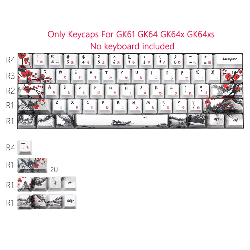 Only sales Keycap Novelty dye sub Plum Blossom OEM Profile Keycaps For 61/64/68/108 Mechanical Keyboard Caps Russian Japanese