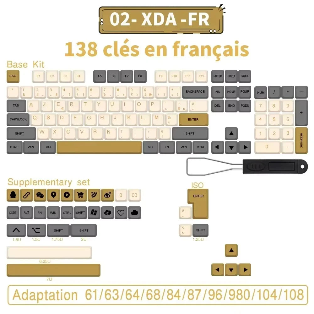 AZERTY Mechanical Keyboard Keycaps Matcha QWERTZ Keycap XDA Profile ISO PBT Keycaps Spanish French German Nordic Keycap