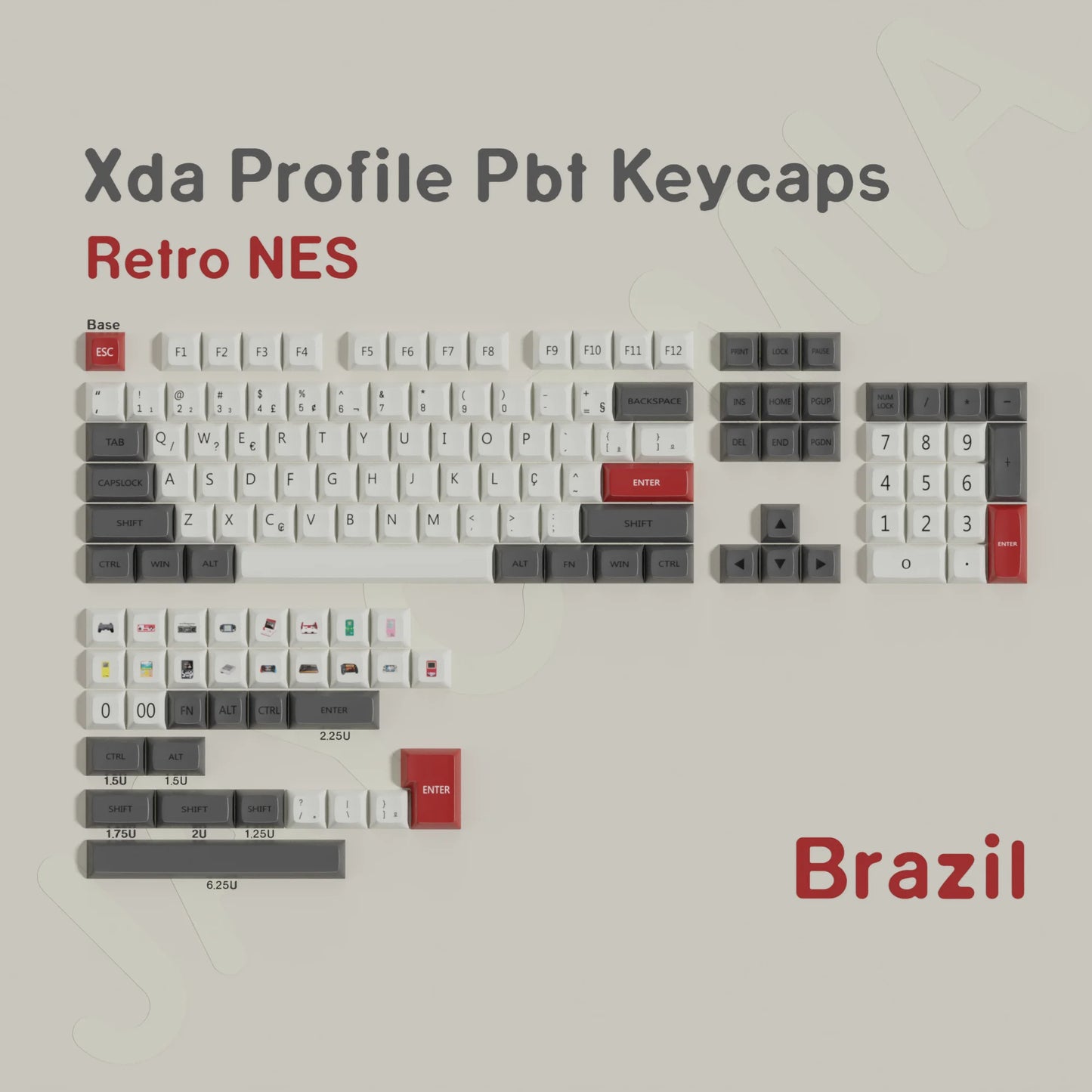 Retro FC Keycaps XDA Profile Korean German Spansih Abnt2 Brazil Keycaps PBT Dye-SubFor Mechanical Keyboard