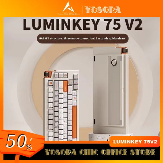 LUMINKEY 75V2 Mechanical Keyboard 3Mode Keyboard Bluetooth Wireless Aluminum Alloy PBT Custom Game Hot Swap Keyboard Office Gift