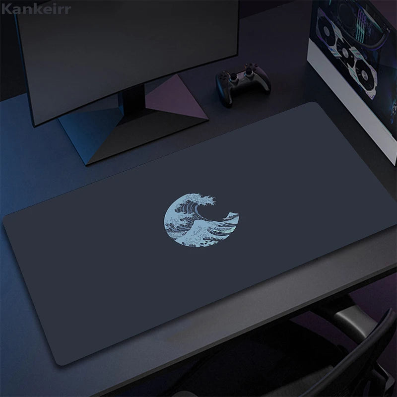 Mouse Pad Gamer Black And White Great Wave Mousepad XXL Mechanical Keyboard Pad Non-Slip Carpet Natural Rubber Mouse Mats 90x40