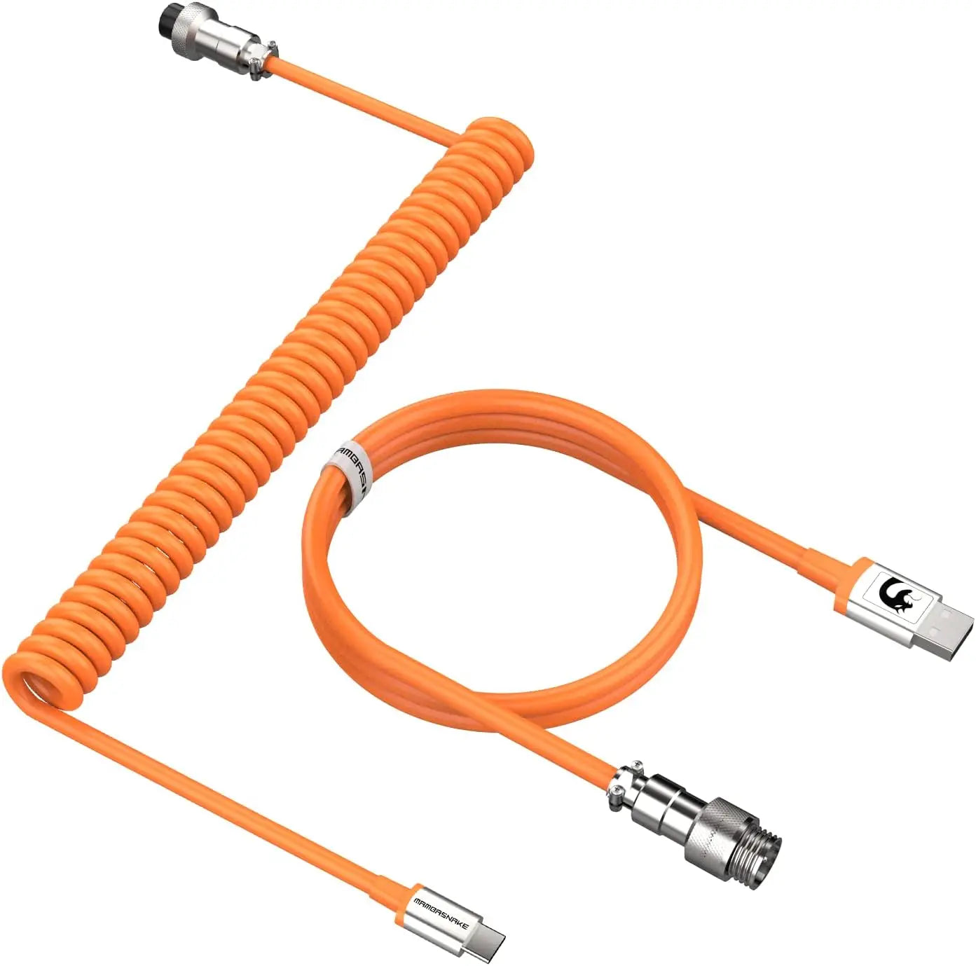 Attack Shark x MAMBASNAKE C01 Coiled Keyboard Cable, Pro Custom USB-C Aviator Cable, Type-C to USB-A, TPU Spring Cable