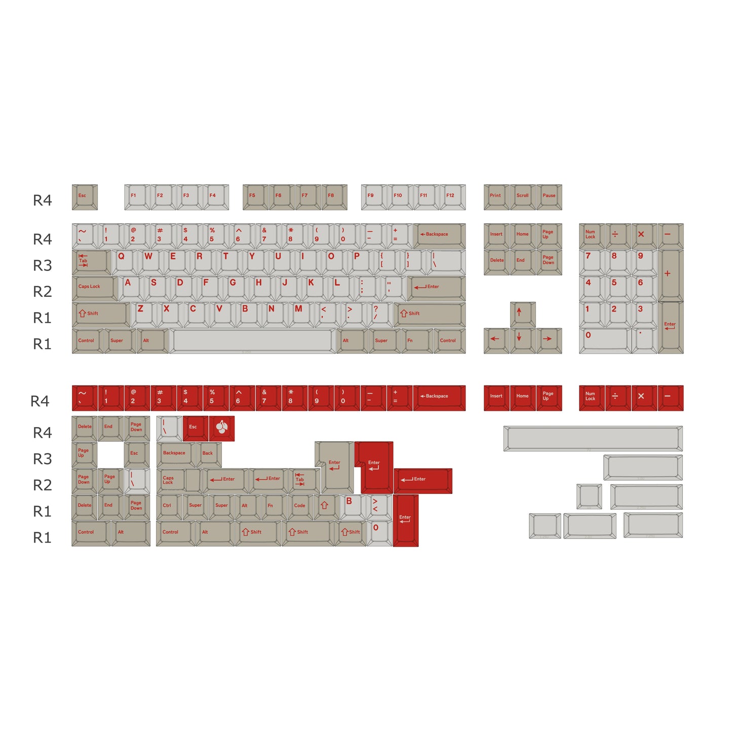 Keebox Shenpo DYE SUB PBT Red Alart Theme Cherry Profile Keycaps Light CapsLock For Mechanical Keyboard Hangul Korean Keycaps