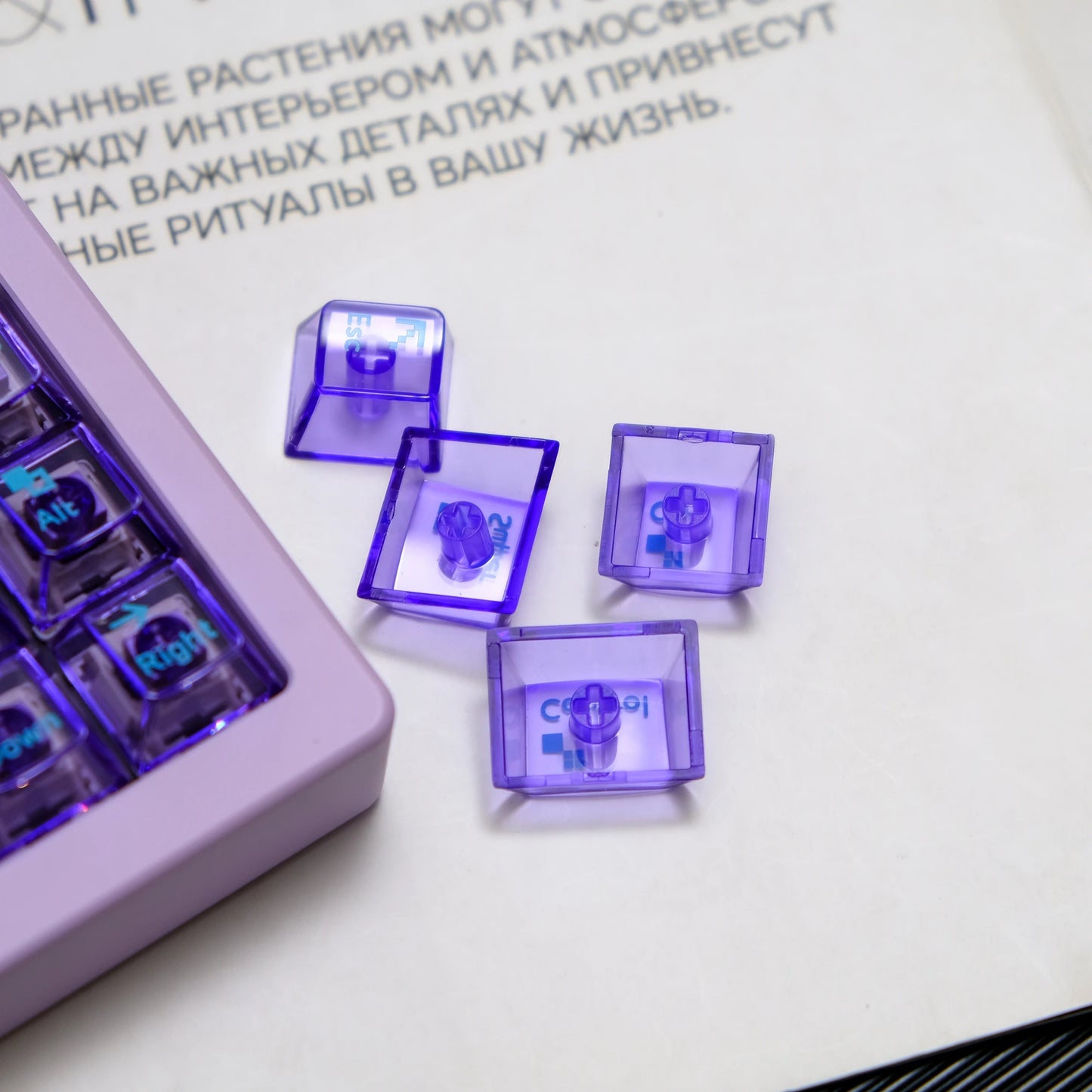 114 keys Aifei Purple Transparent Keycaps Cherry Profile UV pad print Keycaps For Mx Switch Mechanical Keyboard Game Keyboard