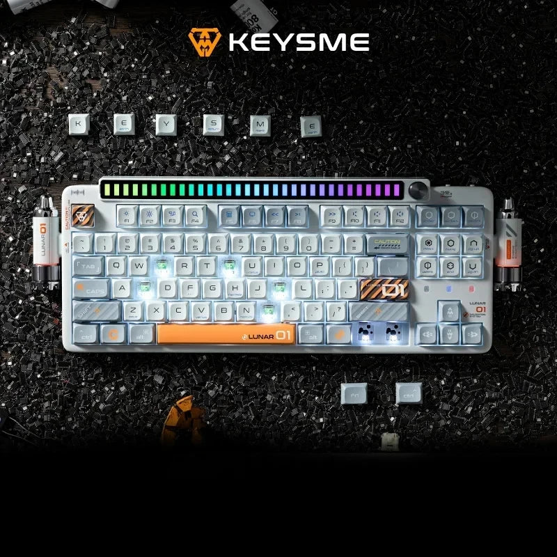 KeysMe  Lunar01 Wireless Mechanical Keyboard Aluminum Alloy Bluetooth Keyboards 3Mode CNC Gasket Custom Rgb Light Gamer Keyboard