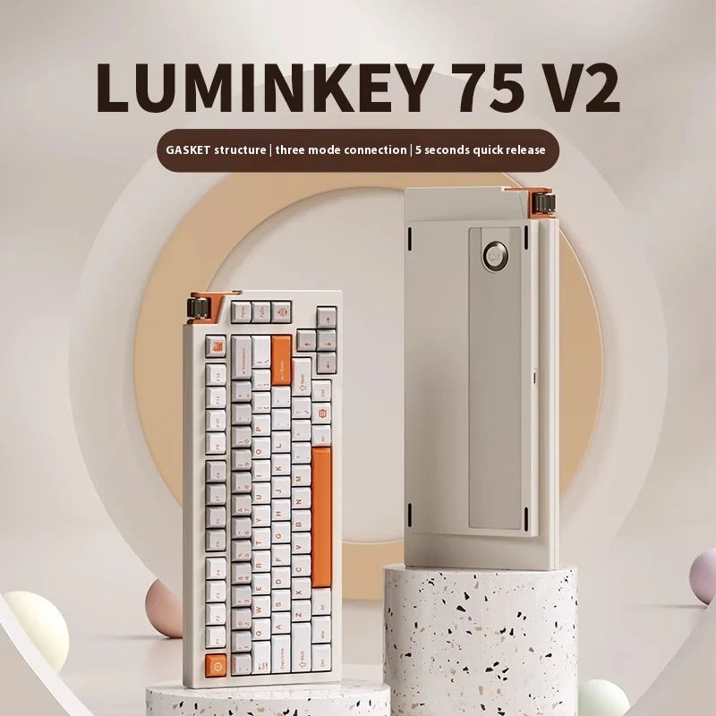 LUMINKEY 75V2 Mechanical Keyboard 3Mode Keyboard Bluetooth Wireless Aluminum Alloy PBT Custom Game Hot Swap Keyboard Office Gift