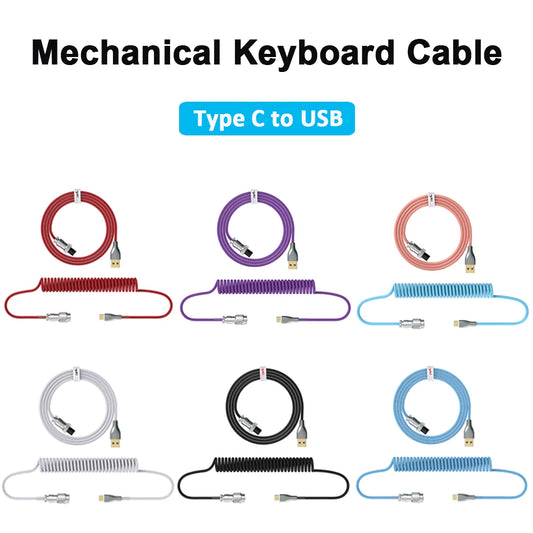 Coiled Cable  Mechanical Keyboard Aviator Cable Type-C to USB Connector Keyboard Aviation Cable For Gaming Keyboard Accessory