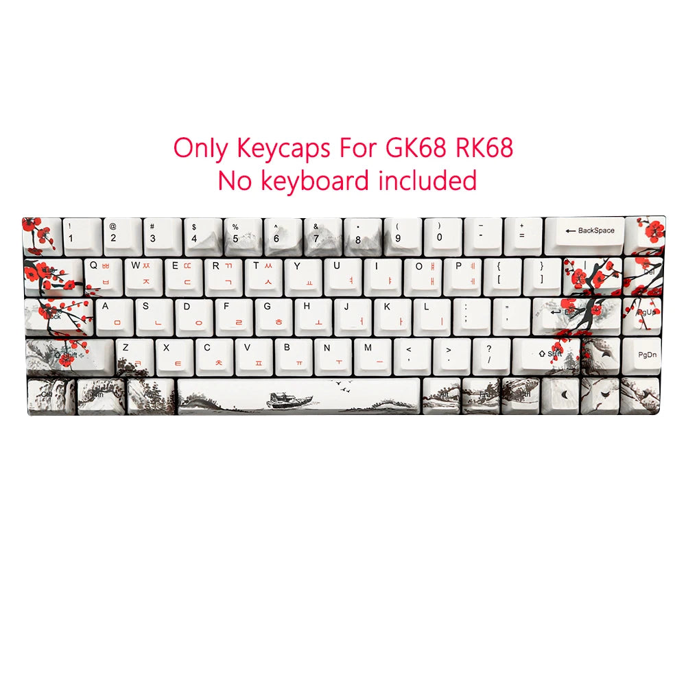 Only sales Keycap Novelty dye sub Plum Blossom OEM Profile Keycaps For 61/64/68/108 Mechanical Keyboard Caps Russian Japanese