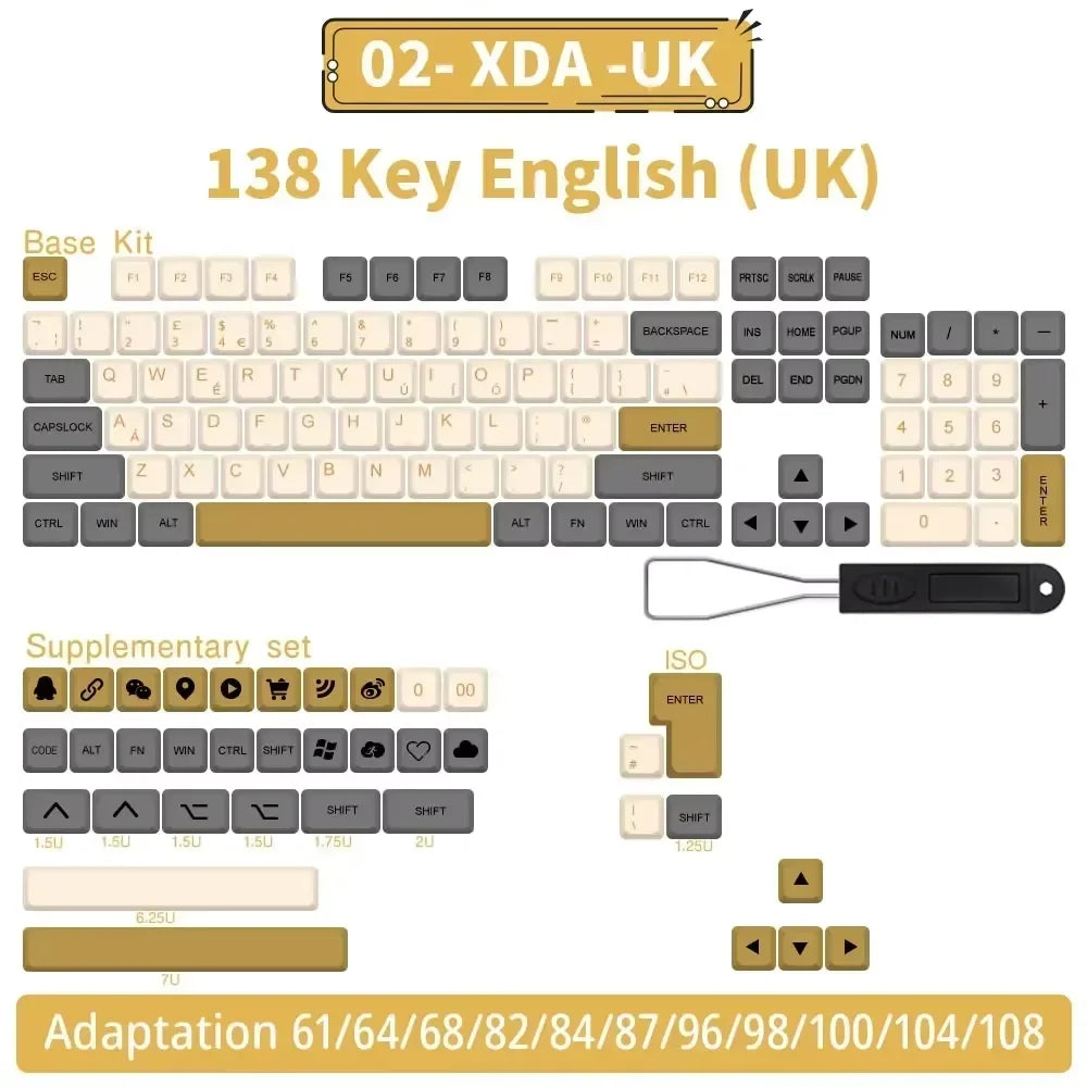 AZERTY Mechanical Keyboard Keycaps Matcha QWERTZ Keycap XDA Profile ISO PBT Keycaps Spanish French German Nordic Keycap