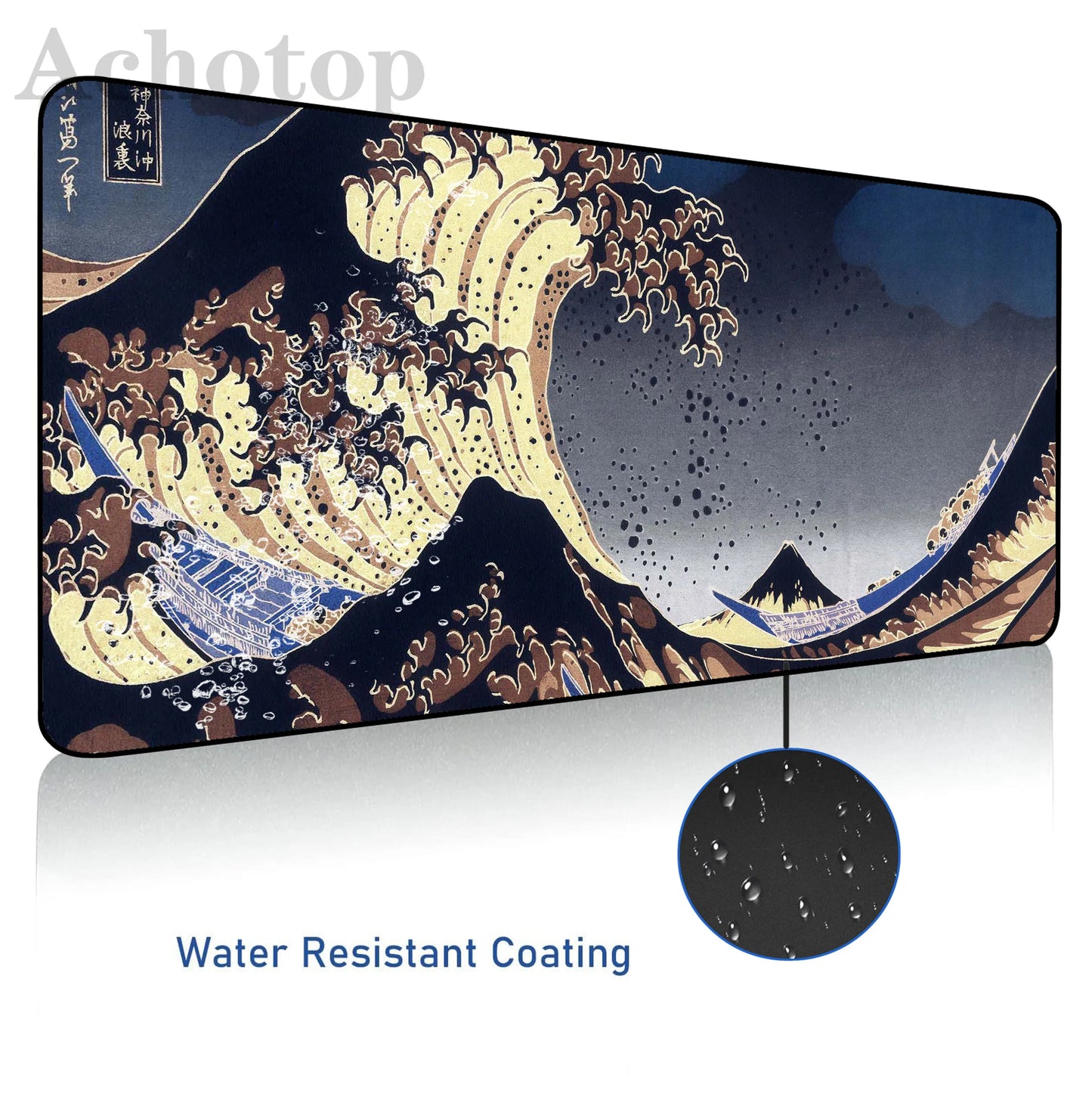 Japanese Sea Wave Waterproof Gamer Mouse Pad Mousepads Locking Edge  Mouse Mat Gaming Mousepad Keyboard Pads Tapis De Souris