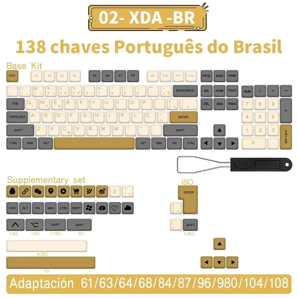 AZERTY Mechanical Keyboard Keycaps Matcha QWERTZ Keycap XDA Profile ISO PBT Keycaps Spanish French German Nordic Keycap