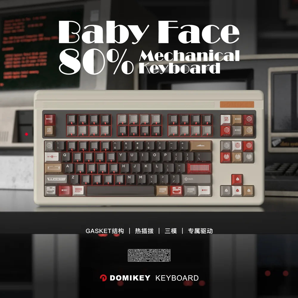 Domikey Babyface Aluminum Mechanical Keyboard Kit Wireless Tri-mode Gasket Hot-Swap Custom Lacquer Retro Office Gaming Keyboard