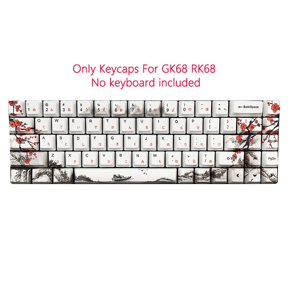 Only sales Keycap Novelty dye sub Plum Blossom OEM Profile Keycaps For 61/64/68/108 Mechanical Keyboard Caps Russian Japanese