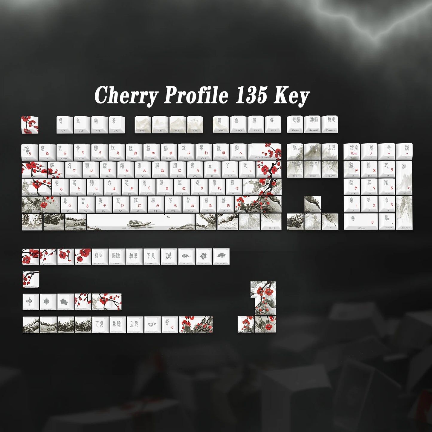 Only sales Keycap Novelty dye sub Plum Blossom OEM Profile Keycaps For 61/64/68/108 Mechanical Keyboard Caps Russian Japanese