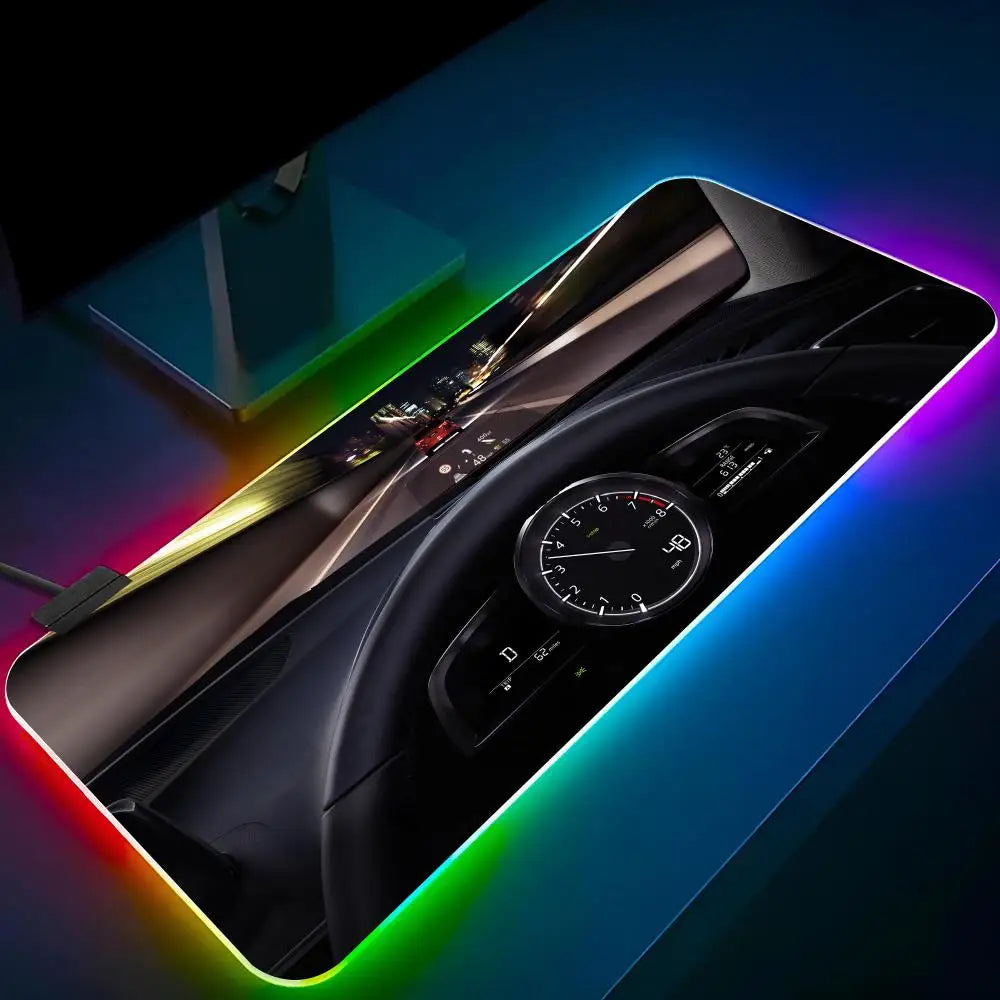 C-Car D-dashboardes HD Mouse Pad RGB Pc Mouse Pad Mousepad LED Glowing Mouse Mats Rubber Gaming Computer tapis de souris xxl Mau