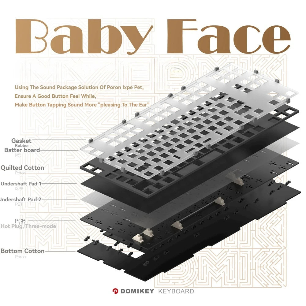 Domikey Babyface Aluminum Mechanical Keyboard Kit Wireless Tri-mode Gasket Hot-Swap Custom Lacquer Retro Office Gaming Keyboard