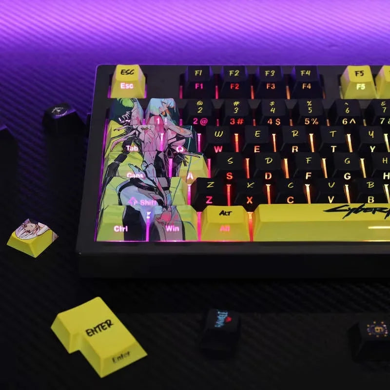 Creative Cyberpunk Theme Mechanical Keyboard Keycap Pbt Material Side Engraved Original Highly Customized Anime Keyboard Keycap