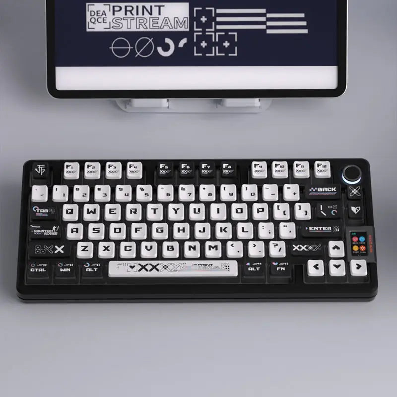 clavier noir et blanc ou bleu et jaune