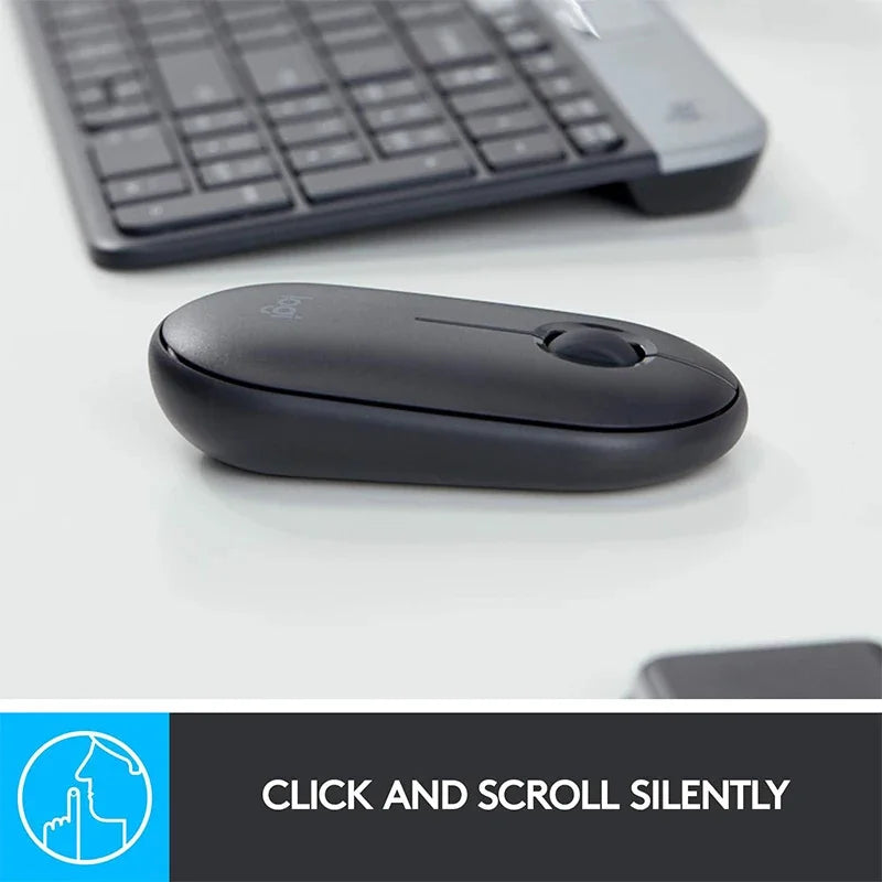 Logitech PEBBLE M350 Laptop Tablet Mouse Wireless Bluetooth Mouse Light and Thin Mute Office 2 in 1 Battery/USB Stock Mini Mouse